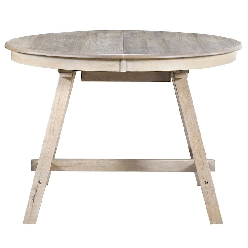 Ensemble table à manger 5 pièces en bois pour 4 personnes, table ronde extensible avec 4 chaises