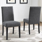 Chaises de salle à manger en tissu avec garniture cloutée, lot de 2