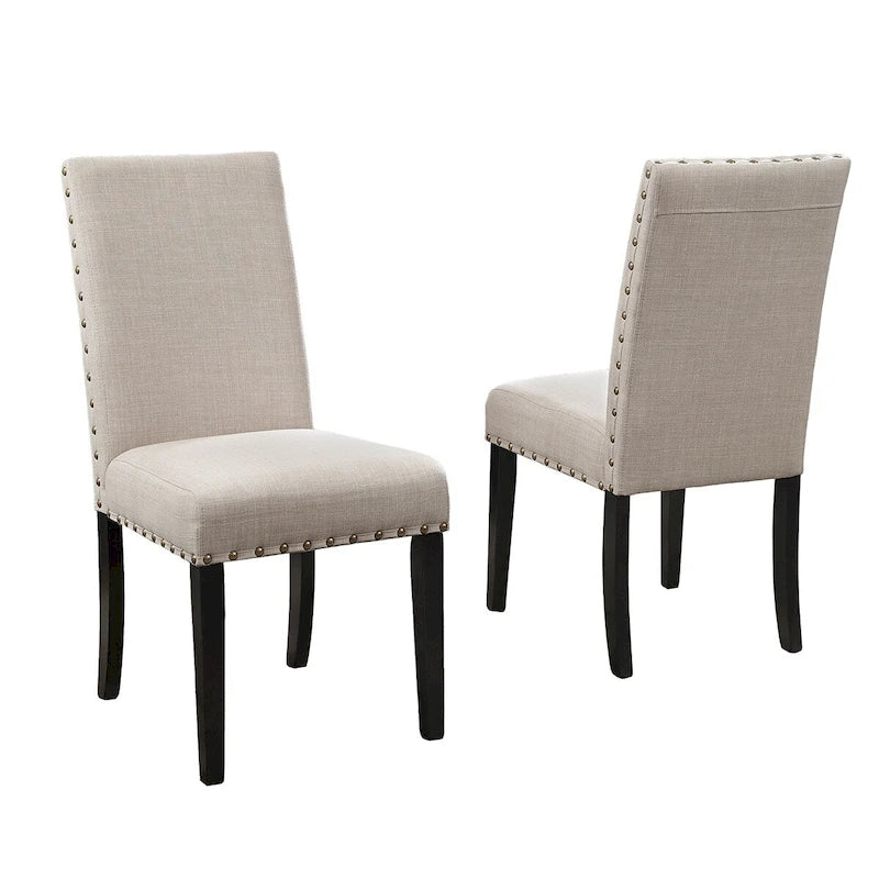 Chaises de salle à manger en tissu avec garniture cloutée, lot de 2