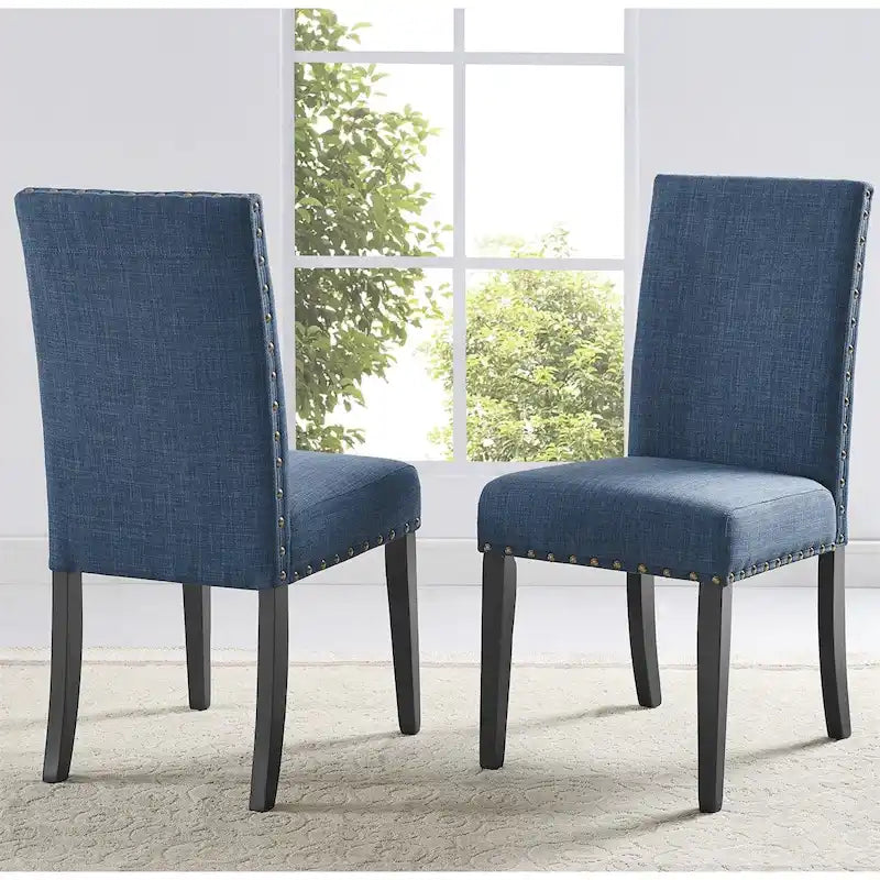Chaises de salle à manger en tissu avec garniture cloutée, lot de 2