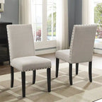 Chaises de salle à manger en tissu avec garniture cloutée, lot de 2