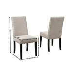 Chaises de salle à manger en tissu avec garniture cloutée, lot de 2