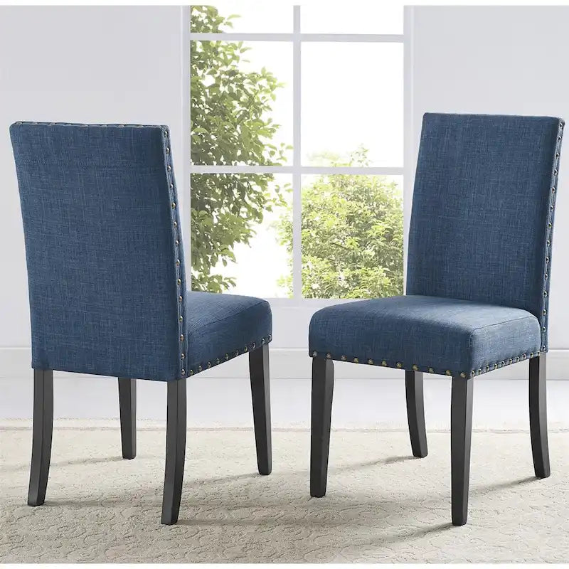 Chaises de salle à manger en tissu avec garniture cloutée, lot de 2