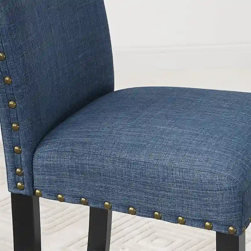 Chaises de salle à manger en tissu avec garniture cloutée, lot de 2
