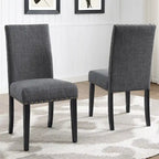 Chaises de salle à manger en tissu avec garniture cloutée, lot de 2