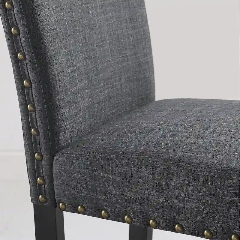 Chaises de salle à manger en tissu avec garniture cloutée, lot de 2