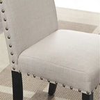 Chaises de salle à manger en tissu avec garniture cloutée, lot de 2