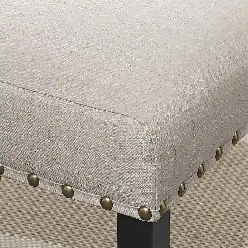 Chaises de salle à manger en tissu avec garniture cloutée, lot de 2