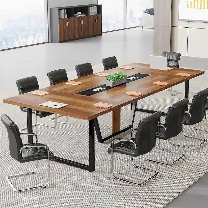Grande table de conférence avec passe-câbles, 240 cm