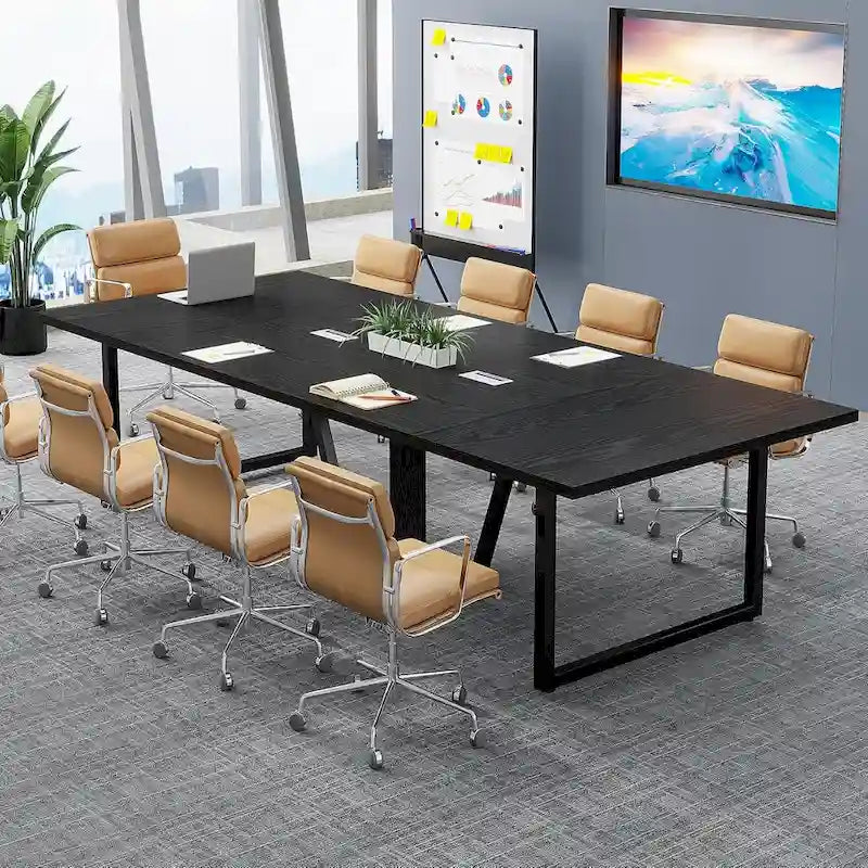 Grande table de conférence avec passe-câbles, 240 cm