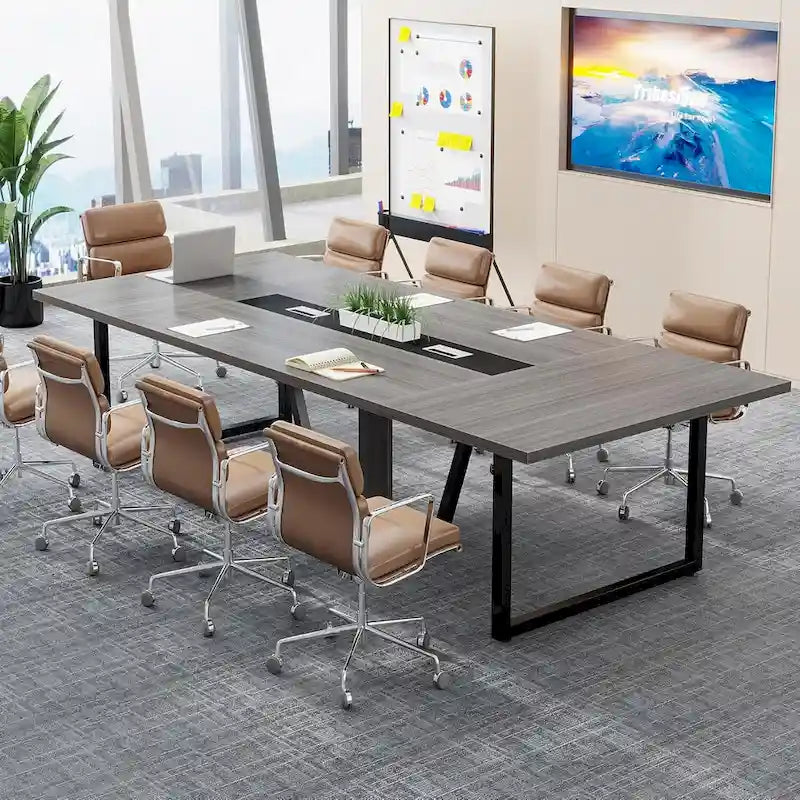 Grande table de conférence avec passe-câbles, 240 cm