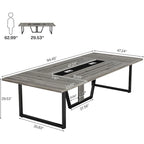 Grande table de conférence avec passe-câbles, 240 cm