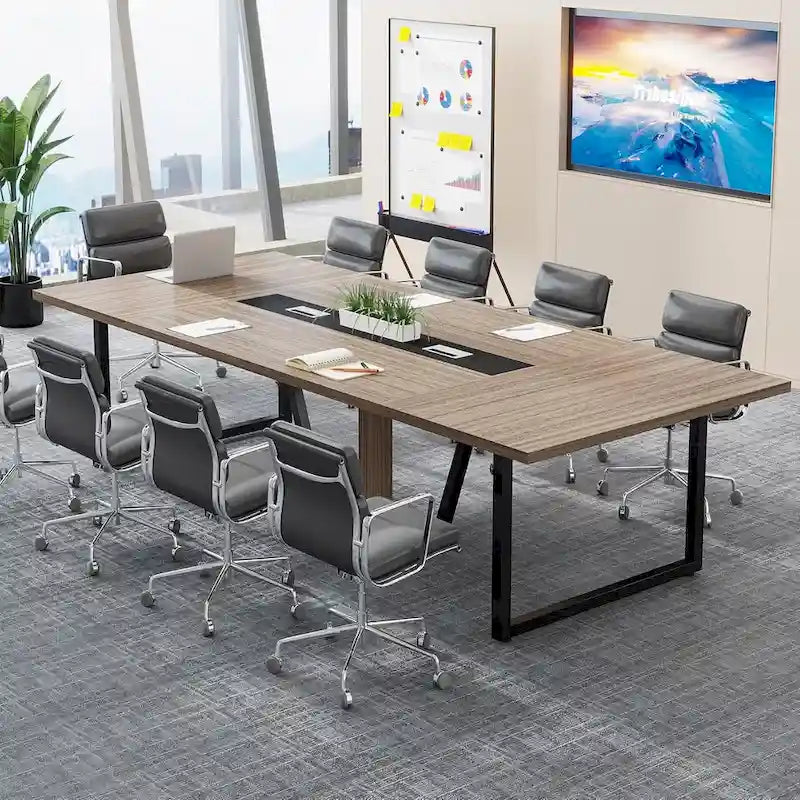 Grande table de conférence avec passe-câbles, 240 cm