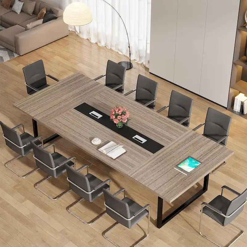Grande table de conférence avec passe-câbles, 240 cm