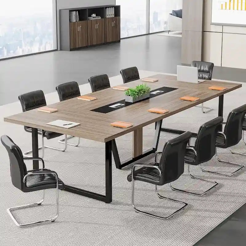 Grande table de conférence avec passe-câbles, 240 cm