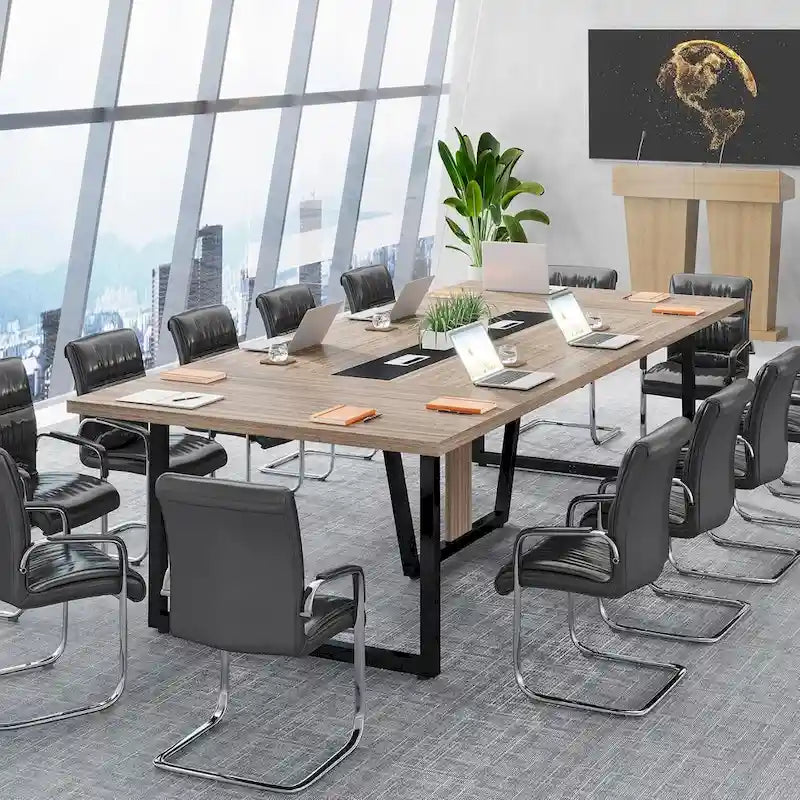 Grande table de conférence avec passe-câbles, 240 cm