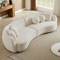 Canapé modulable profond en tissu Teddy avec 5 coussins décoratifs