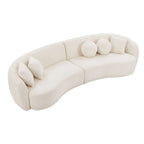 Canapé modulable profond en tissu Teddy avec 5 coussins décoratifs