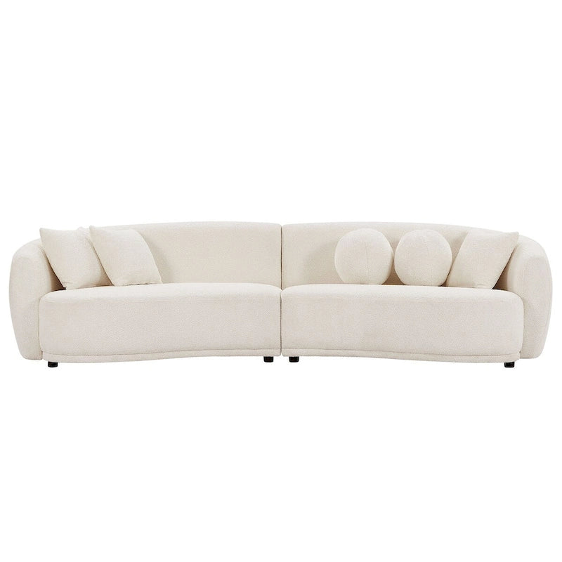 Canapé modulable profond en tissu Teddy avec 5 coussins décoratifs