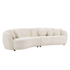 Canapé modulable profond en tissu Teddy avec 5 coussins décoratifs