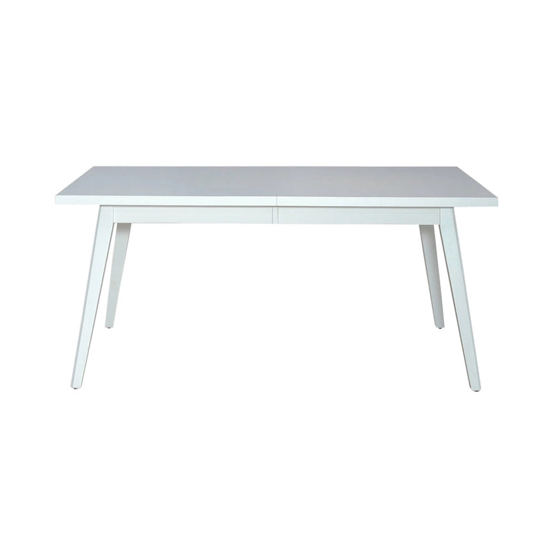 Ensemble de salle à manger rectangulaire 7 pièces avec 6 chaises à dossier fuseau, blanc et noir