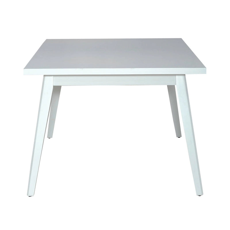 Ensemble de salle à manger rectangulaire 7 pièces avec 6 chaises à dossier fuseau, blanc et noir