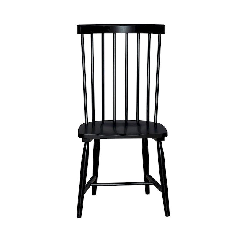 Ensemble de salle à manger rectangulaire 7 pièces avec 6 chaises à dossier fuseau, blanc et noir
