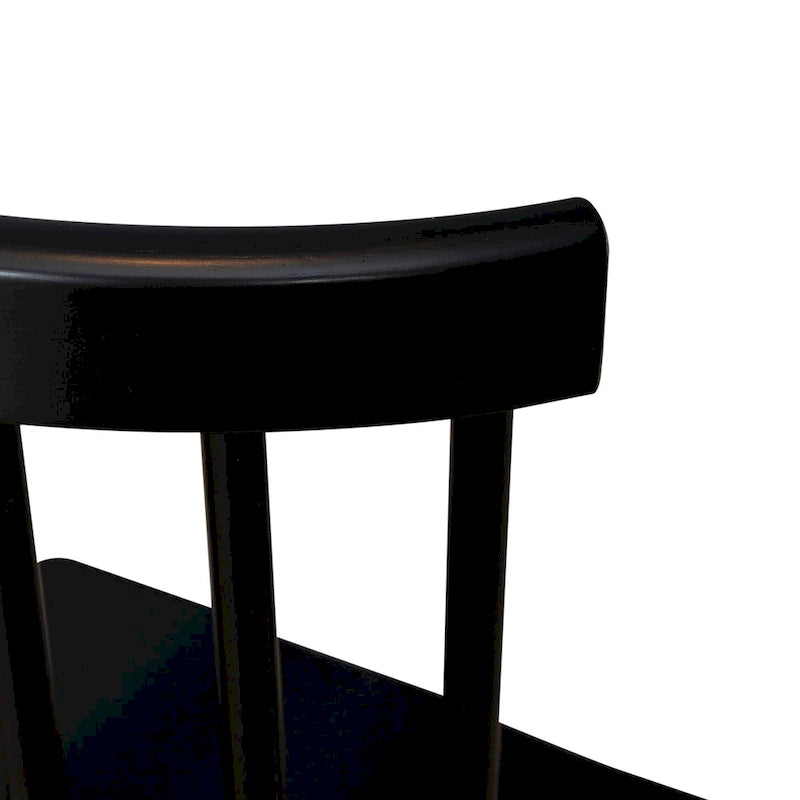 Ensemble de salle à manger rectangulaire 7 pièces avec 6 chaises à dossier fuseau, blanc et noir