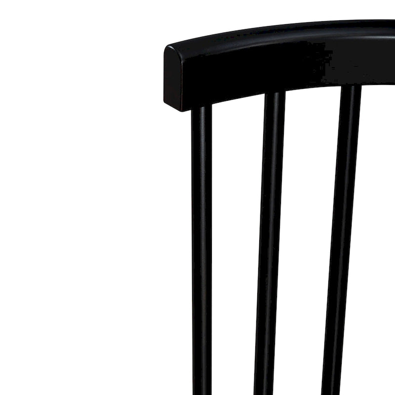 Ensemble de salle à manger rectangulaire 7 pièces avec 6 chaises à dossier fuseau, blanc et noir