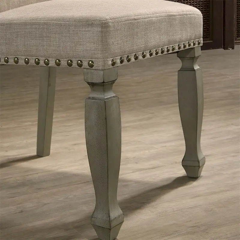 Chaise de salle à manger capitonnée avec clous de tapissier, finition gris antique, lot de 2