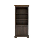 Bibliothèque de direction avec portes, entièrement assemblée, marron - 36L x 78H x 14P