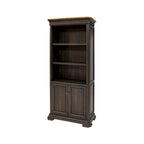 Bibliothèque de direction avec portes, entièrement assemblée, marron - 36L x 78H x 14P