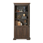 Bibliothèque de direction avec portes, entièrement assemblée, marron - 36L x 78H x 14P