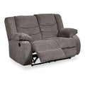 Tee 63 Inch Manual Recliner Loveseat, Cushioned, Gray Chenille Upholstery