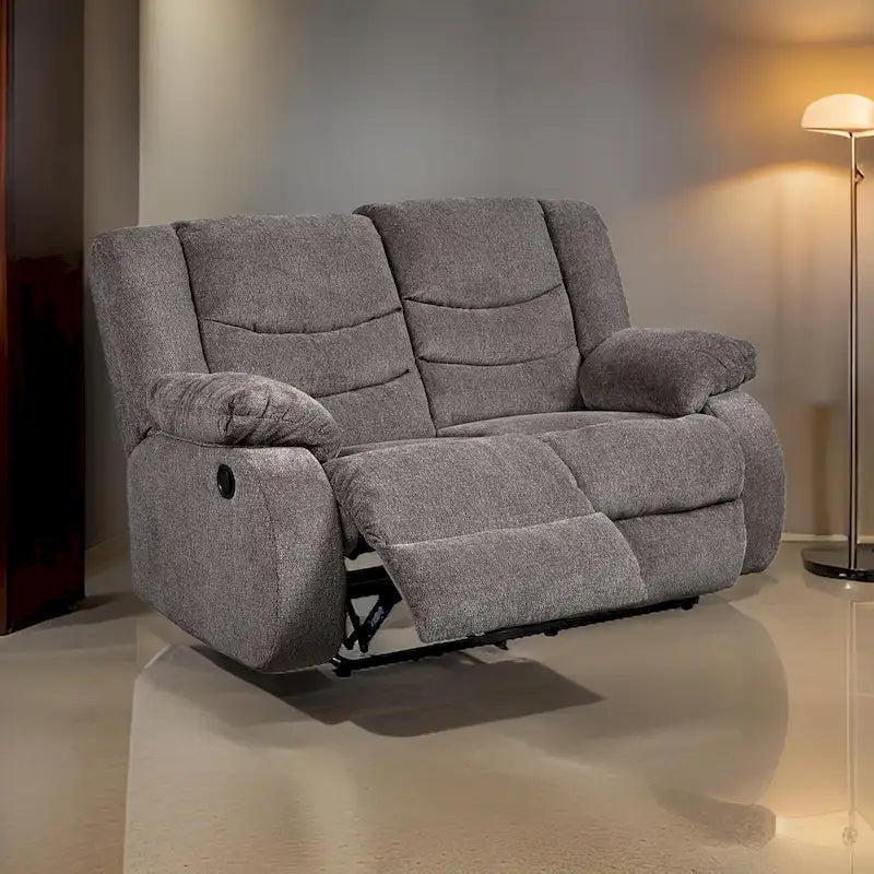 Causeuse inclinable manuelle en chenille grise, 63 po
