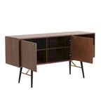 Buffet bahut en bois avec étagères ouvertes, style Mid-Century Modern