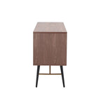 Buffet bahut en bois avec étagères ouvertes, style Mid-Century Modern