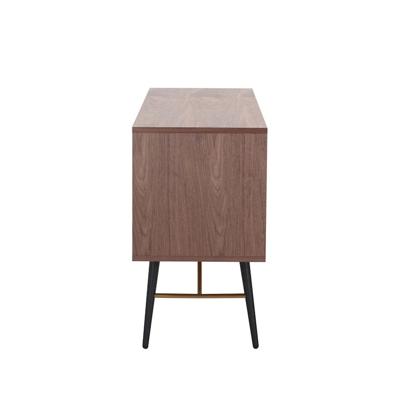 Buffet bahut en bois avec étagères ouvertes, style Mid-Century Modern