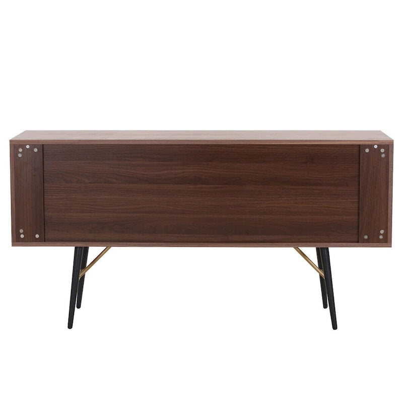 Buffet bahut en bois avec étagères ouvertes, style Mid-Century Modern
