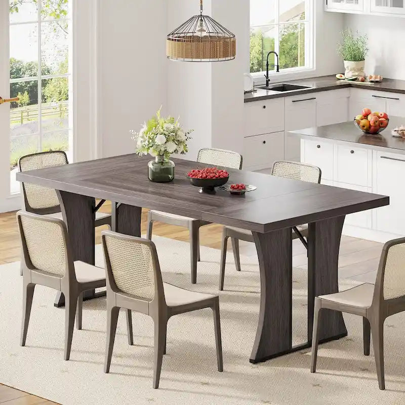 70.9 inch Large Dining Table for 6-8, Farmhouse Kitchen Table for Dining Room