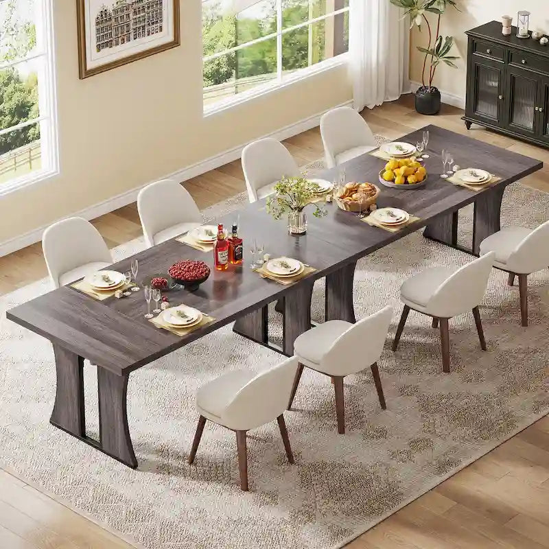 Table à manger rectangulaire de style rustique avec pieds en métal, 180 cm