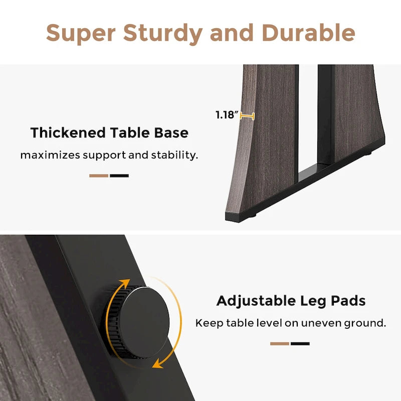 Table à manger rectangulaire de style rustique avec pieds en métal, 180 cm