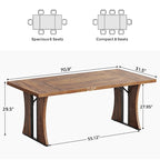 Table à manger rectangulaire de style rustique avec pieds en métal, 180 cm