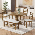 Ensemble de salle à manger 6 pièces de style rustique pour 6 personnes avec table ovale extensible