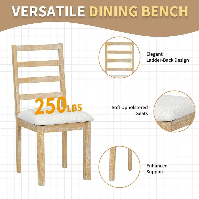 Ensemble de salle à manger 6 pièces de style rustique pour 6 personnes avec table ovale extensible