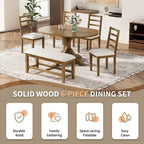 Ensemble de salle à manger 6 pièces de style rustique pour 6 personnes avec table ovale extensible