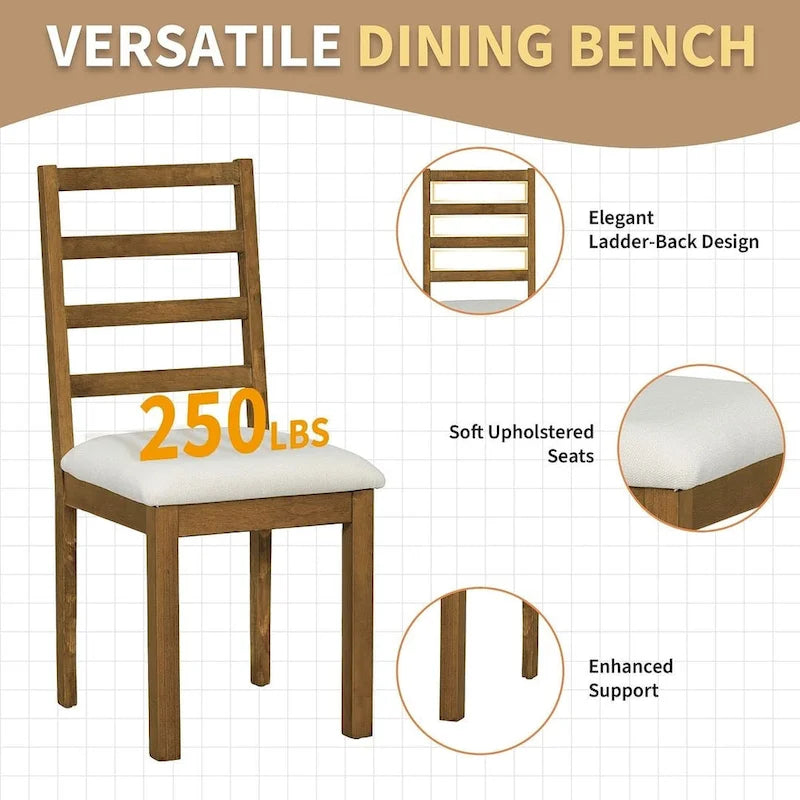 Ensemble de salle à manger 6 pièces de style rustique pour 6 personnes avec table ovale extensible