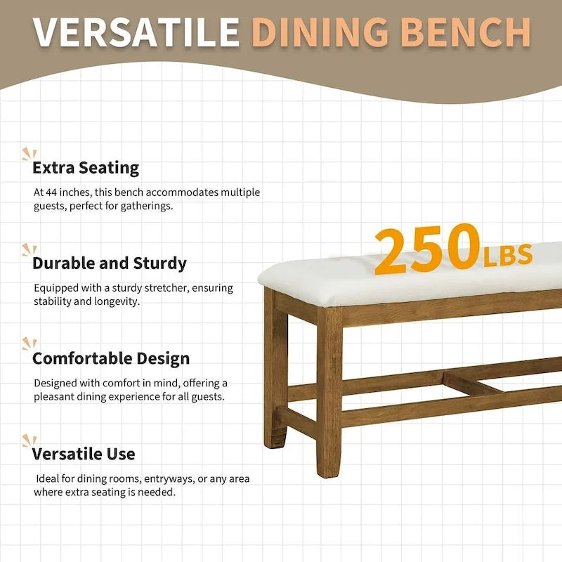 Ensemble de salle à manger 6 pièces de style rustique pour 6 personnes avec table ovale extensible