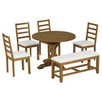 Ensemble de salle à manger 6 pièces de style rustique pour 6 personnes avec table ovale extensible